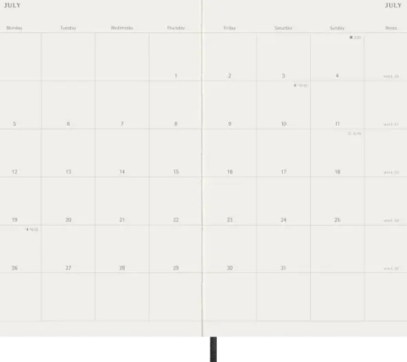 Kalender Moleskine MonthNote Black Soft Large 2027