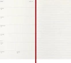Kalender Moleskine Weekly notebook Large Red Soft 2027