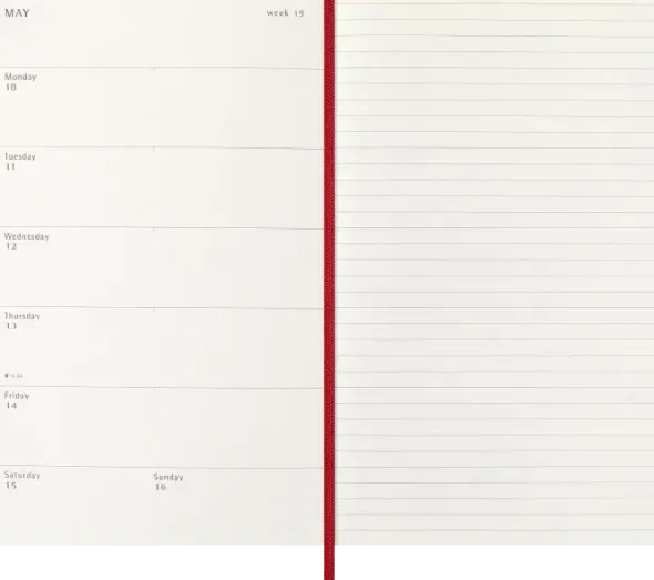 Kalender Moleskine Weekly notebook Large Red Soft 2027
