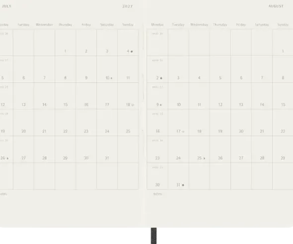Kalender Moleskine Weekly Notebook Black Soft Pocket 2027