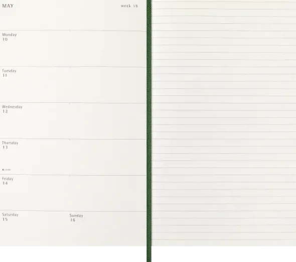 Kalender Moleskine Weekly Notebook Myrtle Green Soft Large 2027
