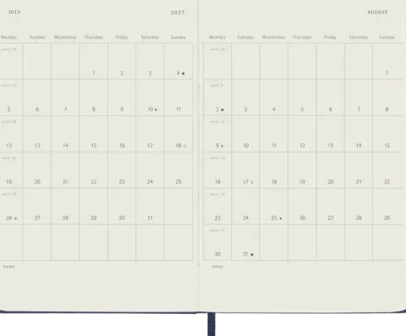 Kalender Moleskine Weekly Notebook Sapphire Blue hard pocket 2027