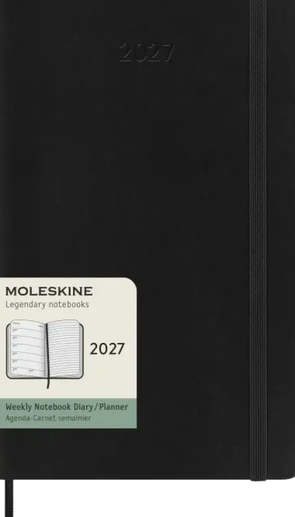 Kalender Moleskine Weekly Notebook Large Black Soft 2027