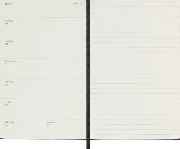 Kalender Moleskine Weekly Notebook Black hard pocket 2027