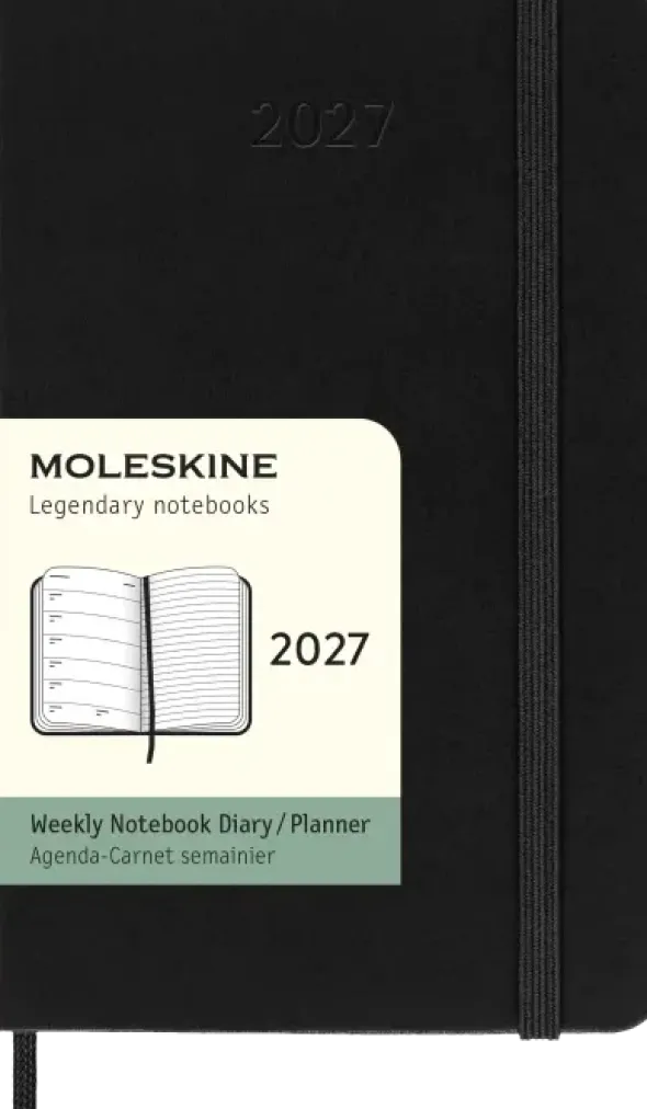 Kalender Moleskine Weekly Notebook Black hard pocket 2027