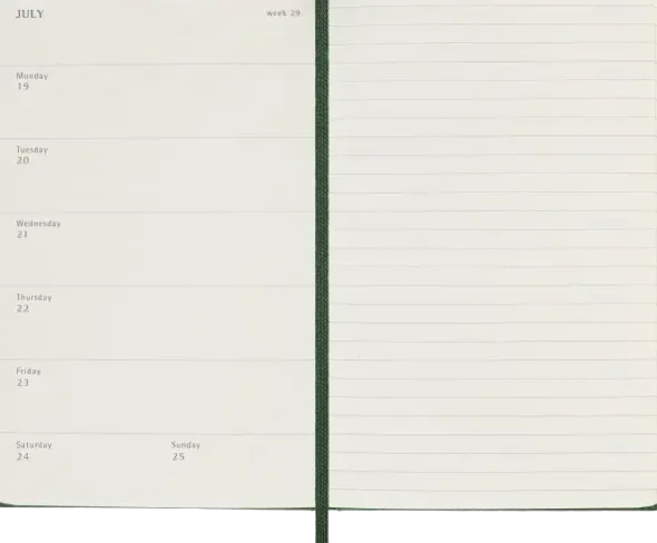 Kalender Moleskine Weekly Notebook Myrtle Green hard pocket 2027