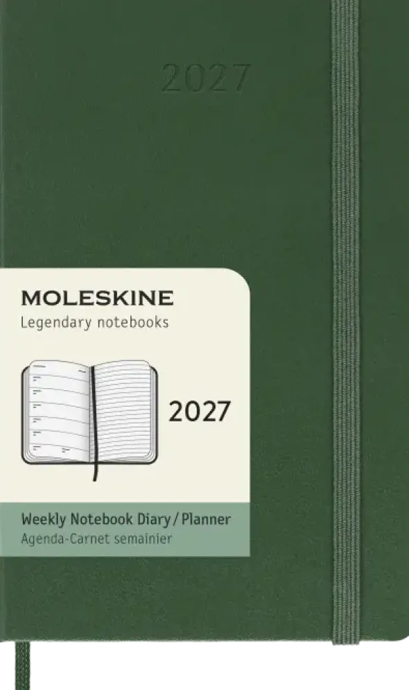 Kalender Moleskine Weekly Notebook Myrtle Green hard pocket 2027