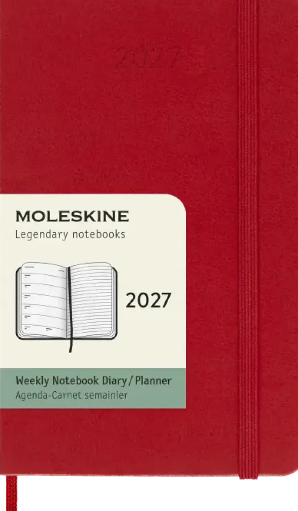 Kalender Moleskine Weekly Notebook Red hard pocket 2027