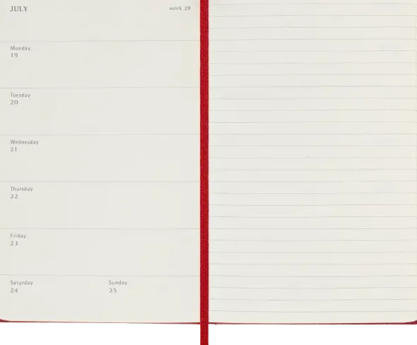 Kalender Moleskine Weekly Notebook Red hard pocket 2027