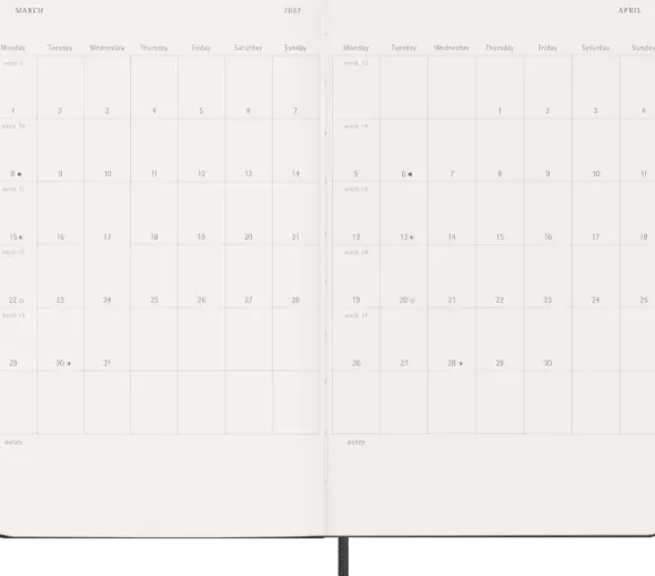 Kalender Moleskine Weekly Planner Vertical Svart hard large 2027