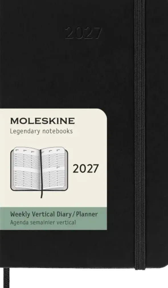 Kalender Moleskine Weekly Planner Vertical Svart hard pocket 2027