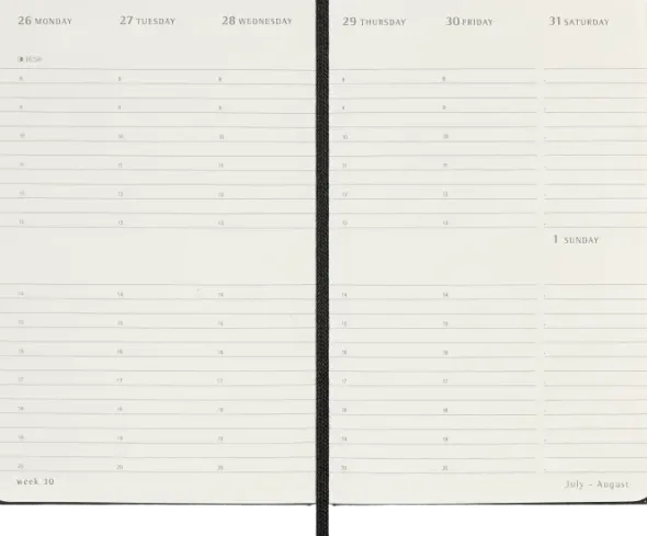 Kalender Moleskine Weekly Planner Vertical Svart hard pocket 2027