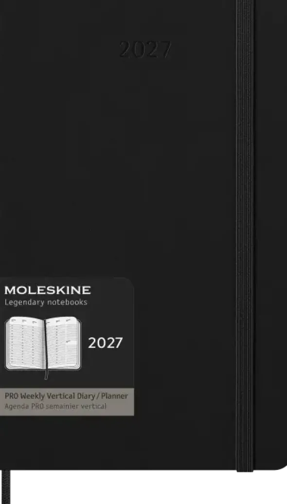Kalender Moleskine Weekly Pro Vertical Svart hard large 2027