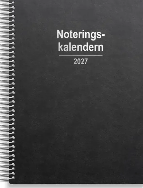 Kalender 2027 Noteringskalendern svart konstläder