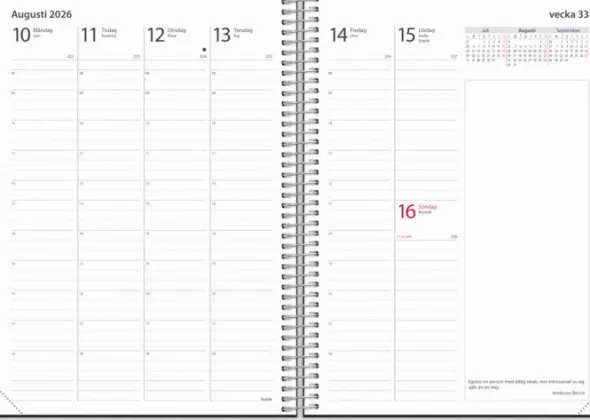 Kalender 2026 Noteringskalendern svart konstläder