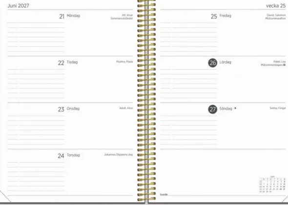 Kalender Organizer & Notes Vinröd 2026-2027