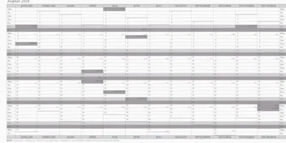 Kalender Årsplan 2028 5-pack