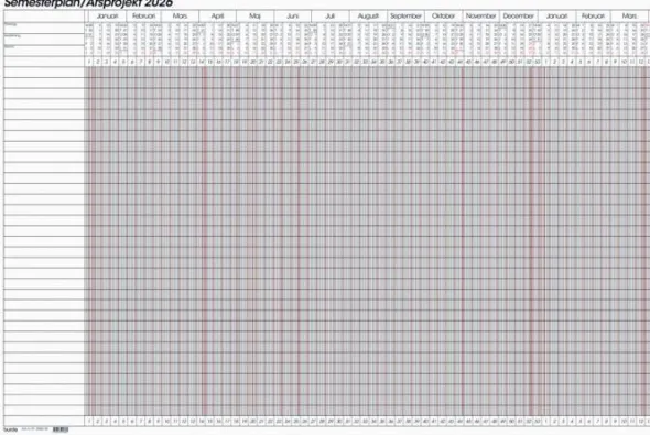 Kalender Semesterplan/Årsprojekt whiteboard 2026