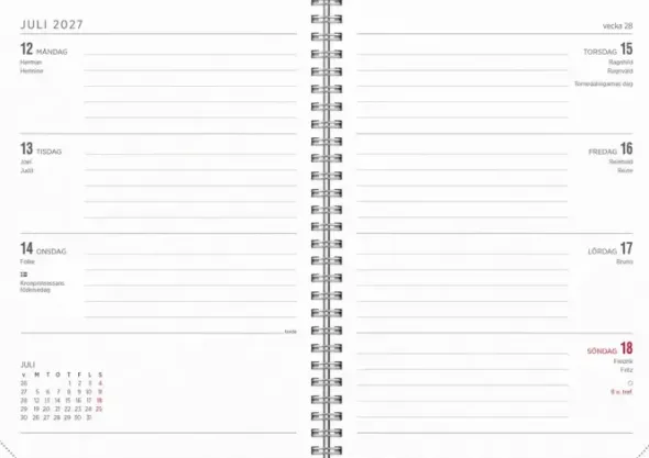Kalender Senator A5 svart konstläder med slejf 2027