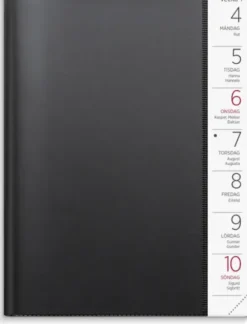 Kalender Stor Veckokalender svart plast 2027