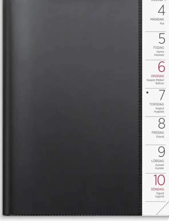 Kalender Stor Veckokalender svart plast 2027