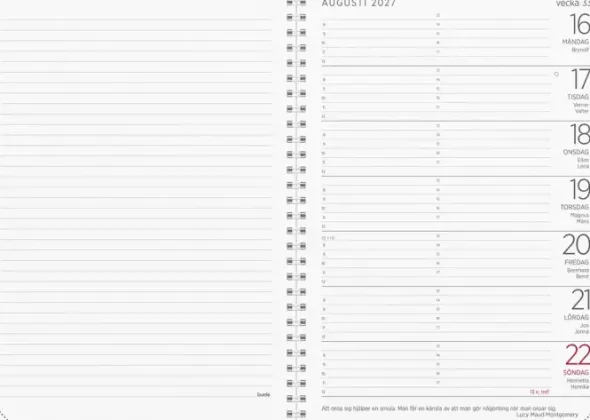 Kalender Stor Veckokalender refill 2027