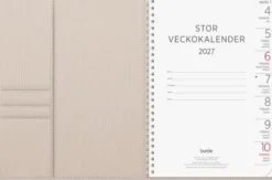 Kalender Stor Veckokalender beige konstläder 2027