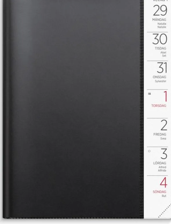 Kalender Stor Veckokalender svart plast 2026