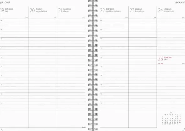 Kalender Study A5 Textile ljusgrå 2026-2027