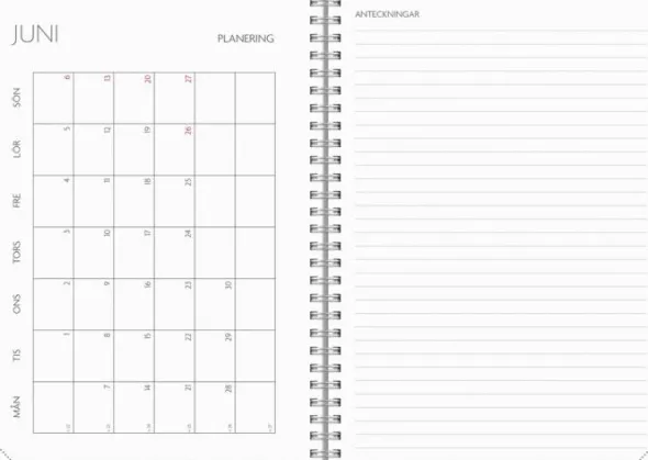 Kalender Study A5 Textile ljusgrå 2026-2027
