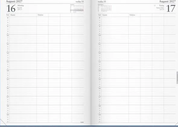 Kalender Tidjournal 2027 blå hård pärm