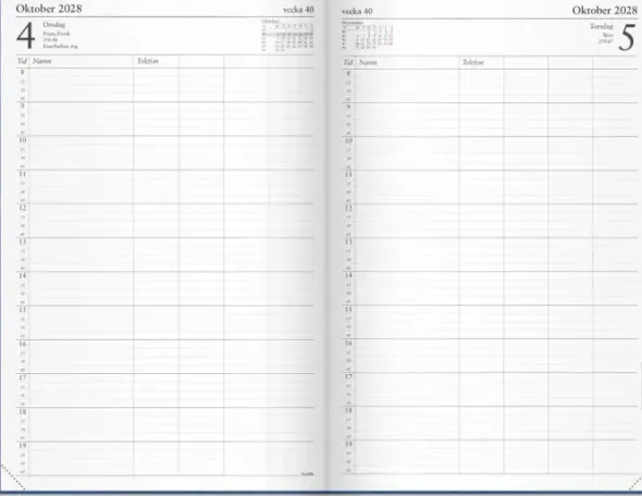 Kalender Tidjournal 2028 blå hård pärm