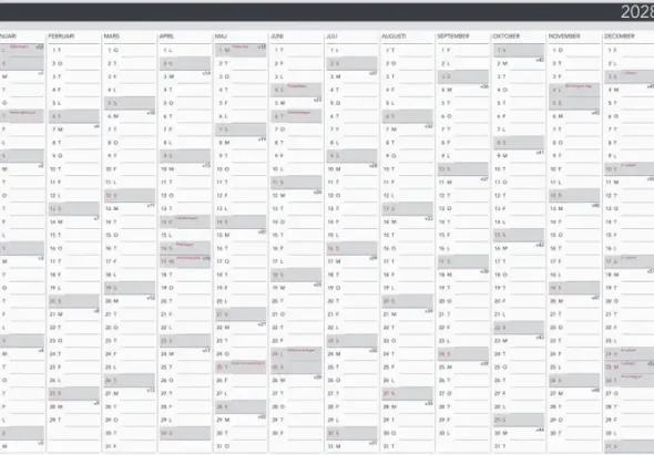 Kalender Väggblad Elegant 980x680mm 2028