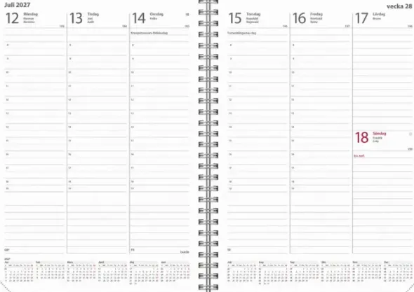 Kalender Weekly A5 beige konstläder 2027
