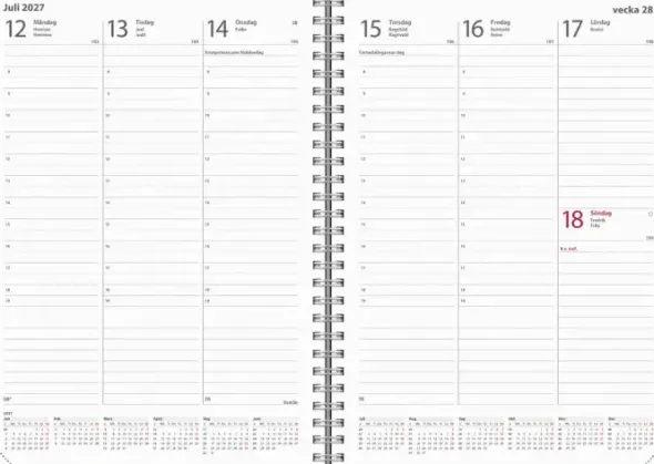 Kalender Weekly A5 Eco Line 2027