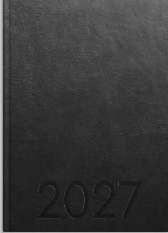 Kalender Weekly A5 svart konstläder 2027