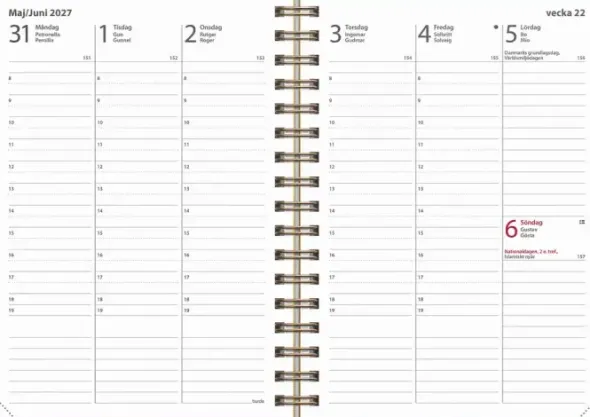 Kalender Weekly A6 Textile 2027 senapsgul