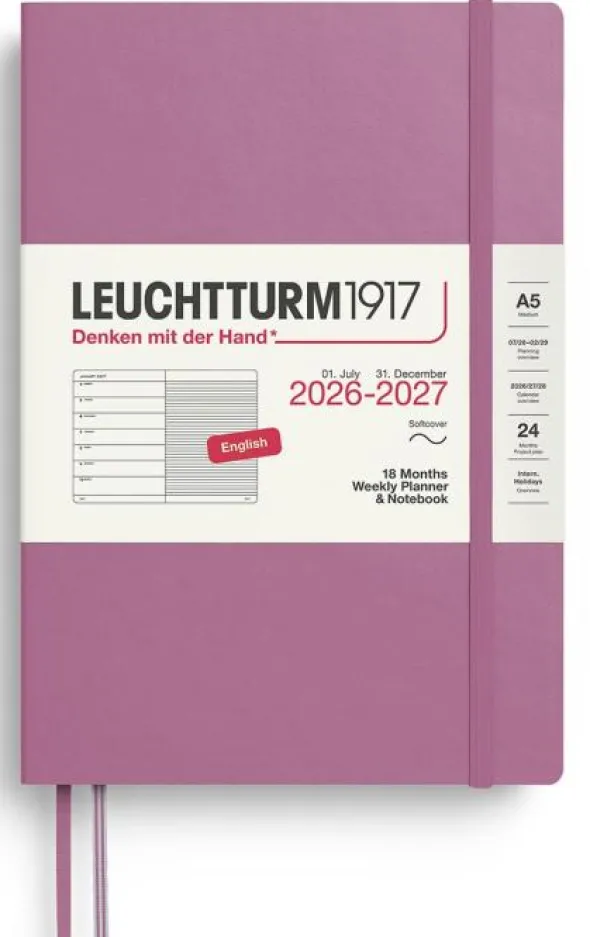 Kalender Weekly Planner/Notebook Soft 18m 26-27 A5 Dusty Rose