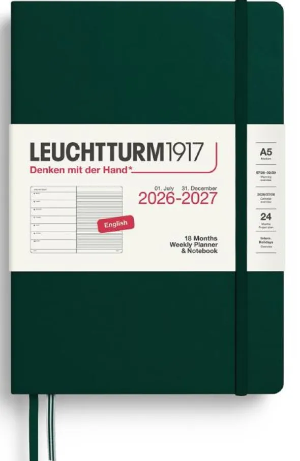 Kalender Weekly Planner/Notebook 18m 26-27 A5 Forest Green
