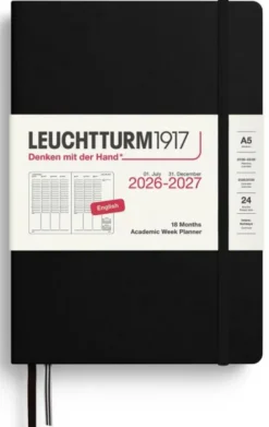 Kalender Week Planner hard 18m 26-27 A5 Black