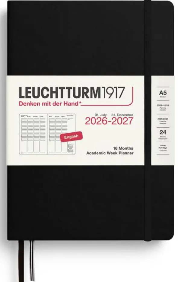 Kalender Week Planner hard 18m 26-27 A5 Black