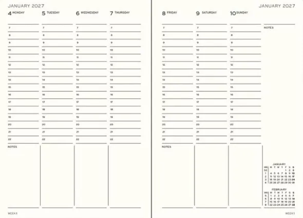 Kalender Week Planner hard 18m 26-27 A5 Black