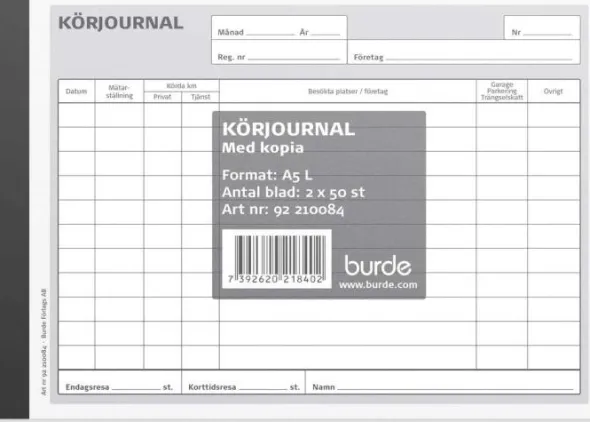Körjournal med kopia