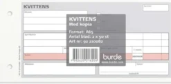 Kvittens A65 med kopia