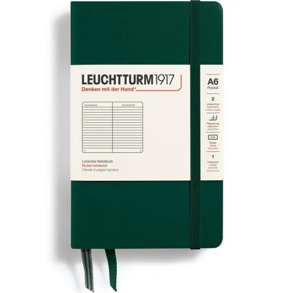 Leuchtturm A6 hard 185s Forest Green linjerad