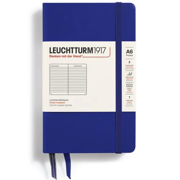 Leuchtturm A6 hard 185s Ink linjerad