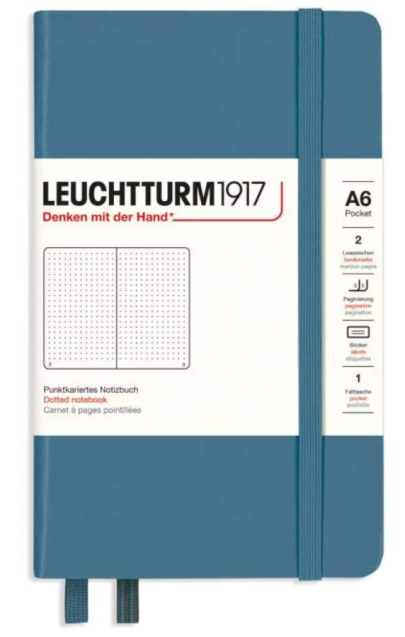 Leuchtturm A6 hard 185s Stone Blue Dotted