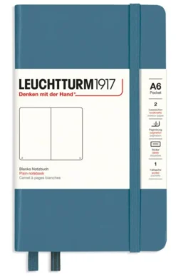 Leuchtturm A6 hard 185s Stone Blue olinjerad
