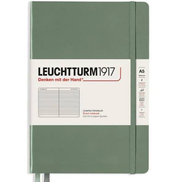Leuchtturm Notebook A5 hard 251s Olive linjerad