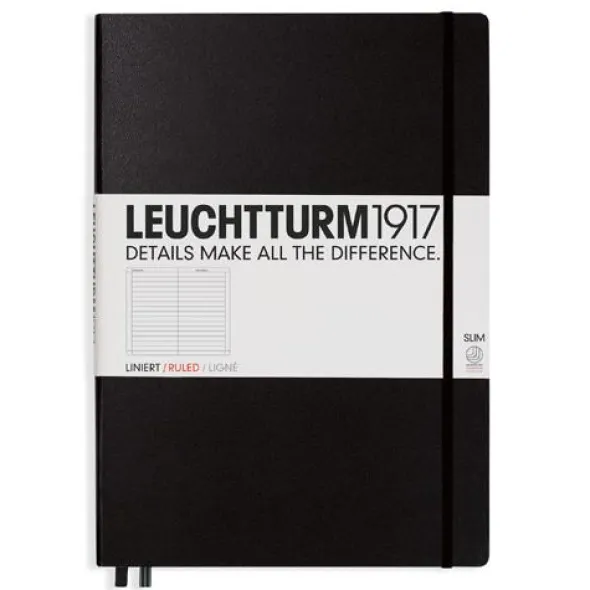 Leuchtturm Notebook A4 Slim Hard 121s Black linjerad